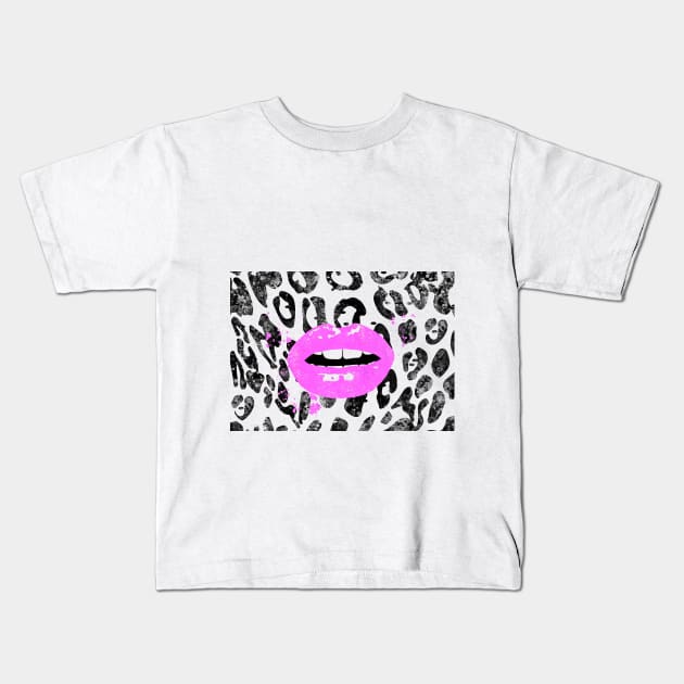 Lips, pink lips Kids T-Shirt by RosaliArt